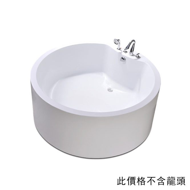 140cm圓形雙人浴缸簡約線條感雙層壓克力結構高效保溫，在家SPA專用高性價比 BA14E0