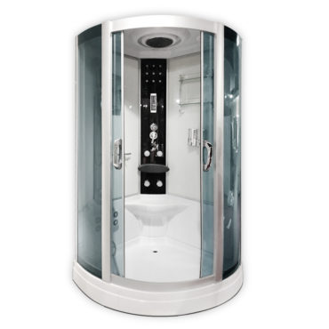 白鏡面玻璃130x130豪華型整體淋浴房淋浴艙，電腦控制頂噴側噴椅座腳療LED燈低底缸頂蓋可加裝蒸氣spa BS0138