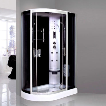 黑鏡面玻璃120x80豪華型整體淋浴房淋浴艙，電腦控制頂噴側噴椅座腳療LED燈底缸頂蓋可加裝蒸氣spa BS1286