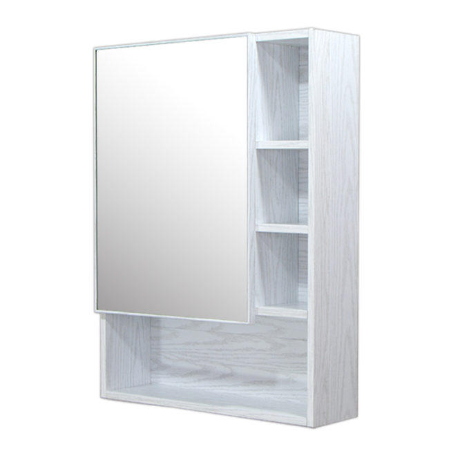 鋁合金水曲柳木紋浴室鏡櫃，防火防水不生鏽，60x80cm牆掛式鏡櫃。含小物收納空間方便。 MQ6080