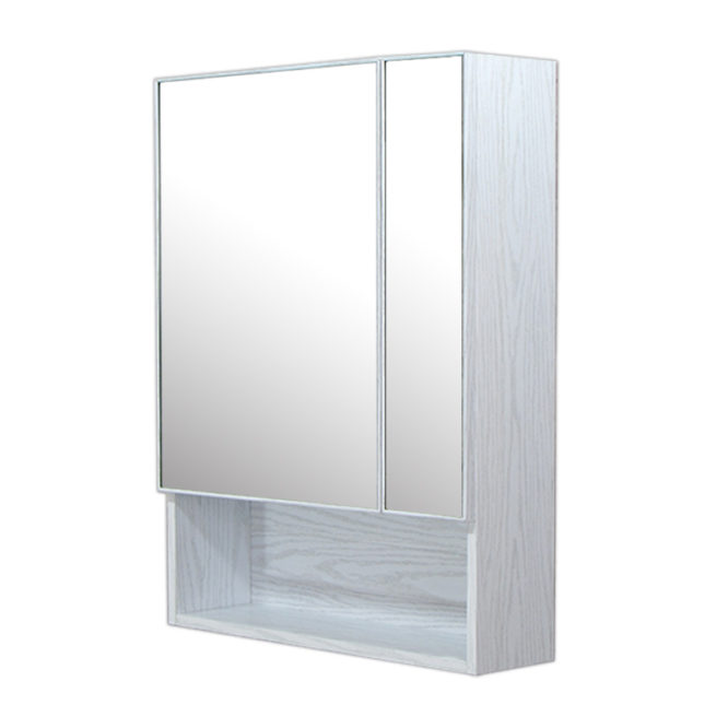 鋁合金水曲柳木紋浴室兩面鏡鏡櫃，防火防水不生鏽，90x65cm牆掛式鏡櫃。收納空間方便。 MQ6081