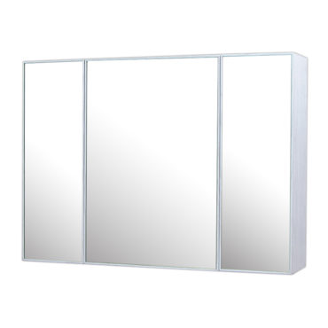 鋁合金水曲柳木紋浴室三面鏡鏡櫃，防火防水不生鏽，90x65cm牆掛式鏡櫃。收納空間方便。 MQ9061