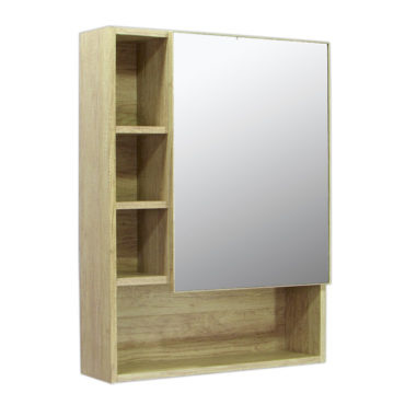 鋁合金原木紋浴室鏡櫃，防火防水不生鏽，60x80cm牆掛式鏡櫃。含收納空間。 MR6080