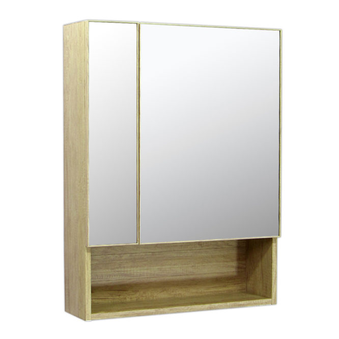 鋁合金原木紋浴室兩面鏡鏡櫃，防火防水不生鏽，60x80cm牆掛式鏡櫃。含收納空間 MR6081