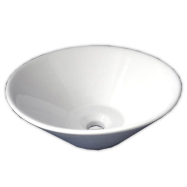 直徑41公分正圓錐形陶瓷藝術碗盆，無溢水孔，碗下方及4角落搭配檯面空間好利用，使用最廣泛 SL3560