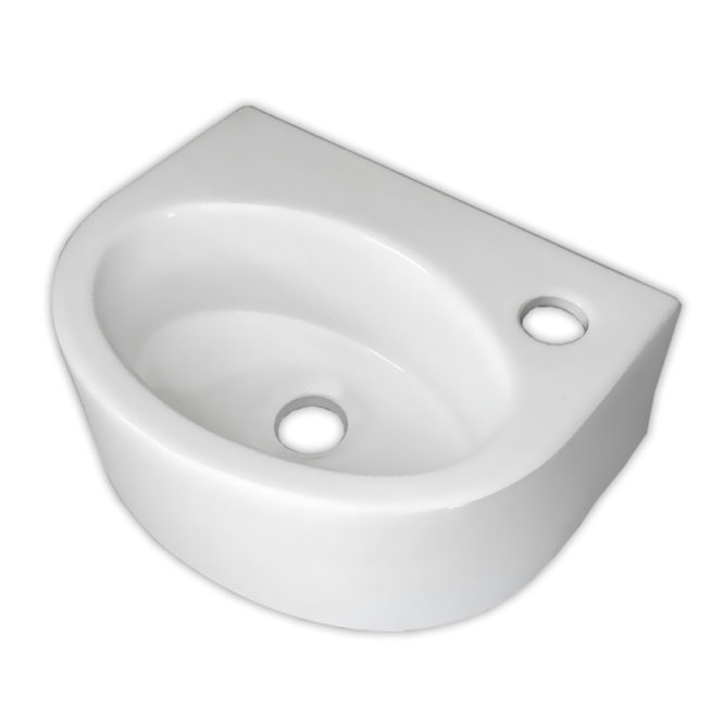 34x26橢圓陶瓷面盆洗手盆，掛牆可，小型營業公共場所洗手間適用，有龍頭座，不佔空間 SL9103