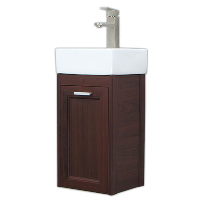 方形洗手盆櫃3D全鋁深烏木紋浴櫃含龍頭五金陽台小浴室輕隔間專用全防水環保 VN7312