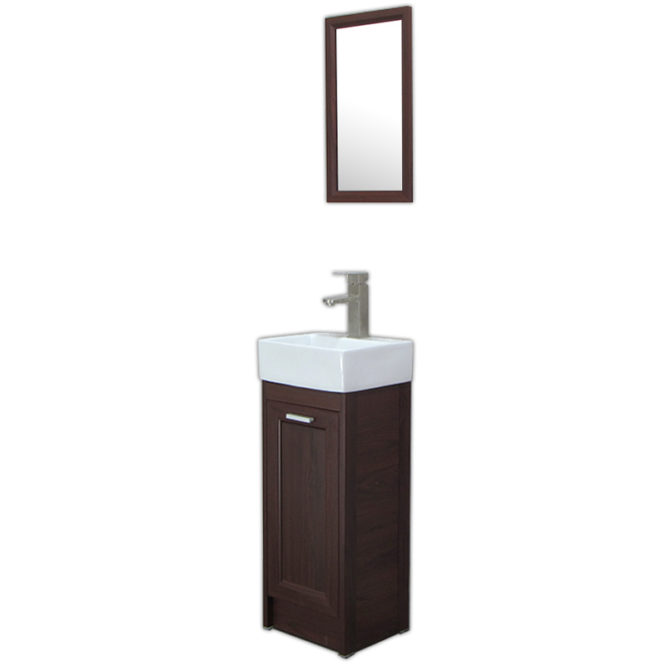 方形洗手盆櫃3D全鋁深烏木紋落地浴櫃含五金鏡子陽台小浴室輕隔間專用全防水環保材質 VN733B