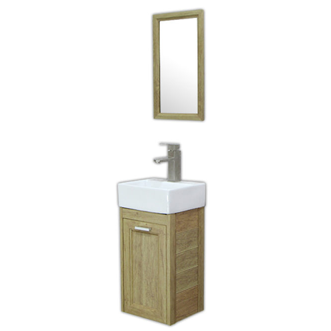方形洗手盆櫃3D全鋁原木紋浴櫃含五金鏡子陽台小浴室輕隔間專用全防水環保材質 VR731B