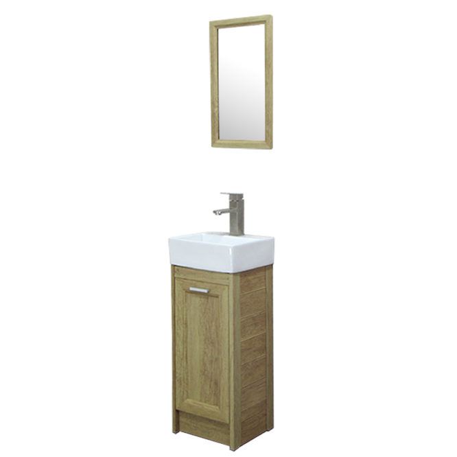 方形洗手盆櫃3D全鋁原木紋落地浴櫃含五金鏡子陽台小浴室輕隔間專用全防水環保材質 VR733B