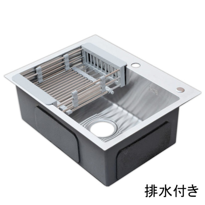 55*43美式廚房大型單槽SUS304不鏽鋼3mm厚邊扎實，全套下水零件搭配不鏽鋼瀝水籃。 WS3541